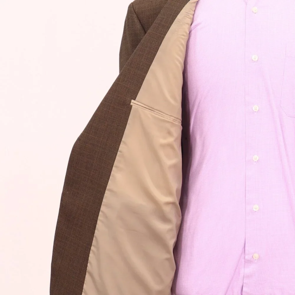 Ralph Lauren 46R Brown Blazer Sport Coat Jacket 2-Button Check Y640